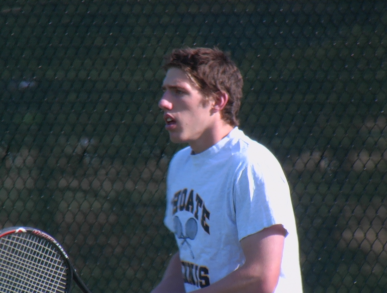 Captain Mark Goldberg '03 awaits a serve.