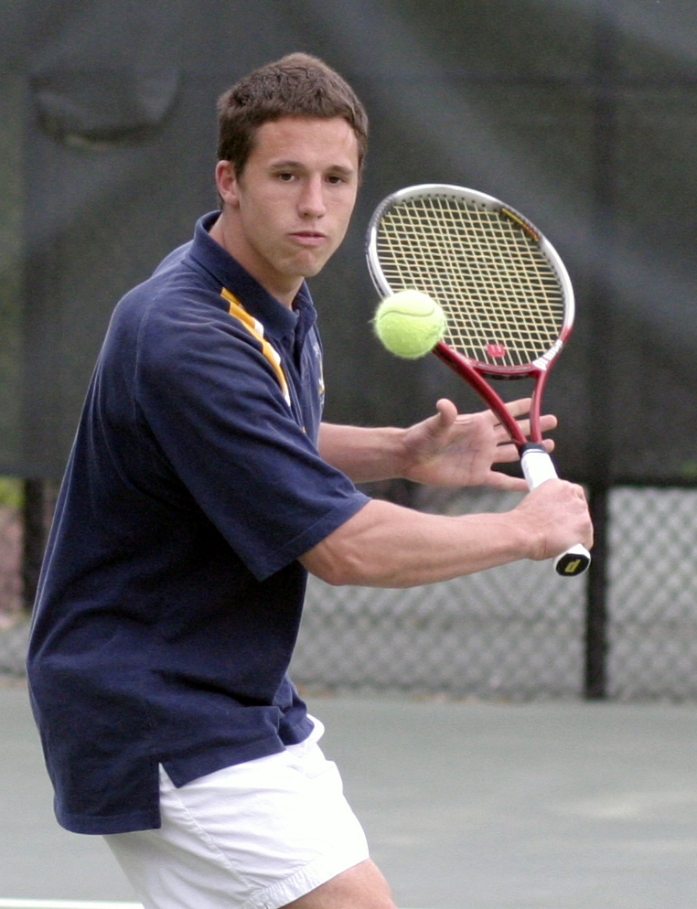 Karl Blunden '04 prepping a backhand shot.