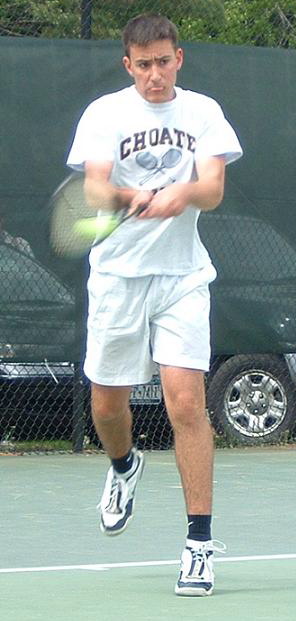 Angelo Coclanis '05 en route to a 6-0 third set victory.
